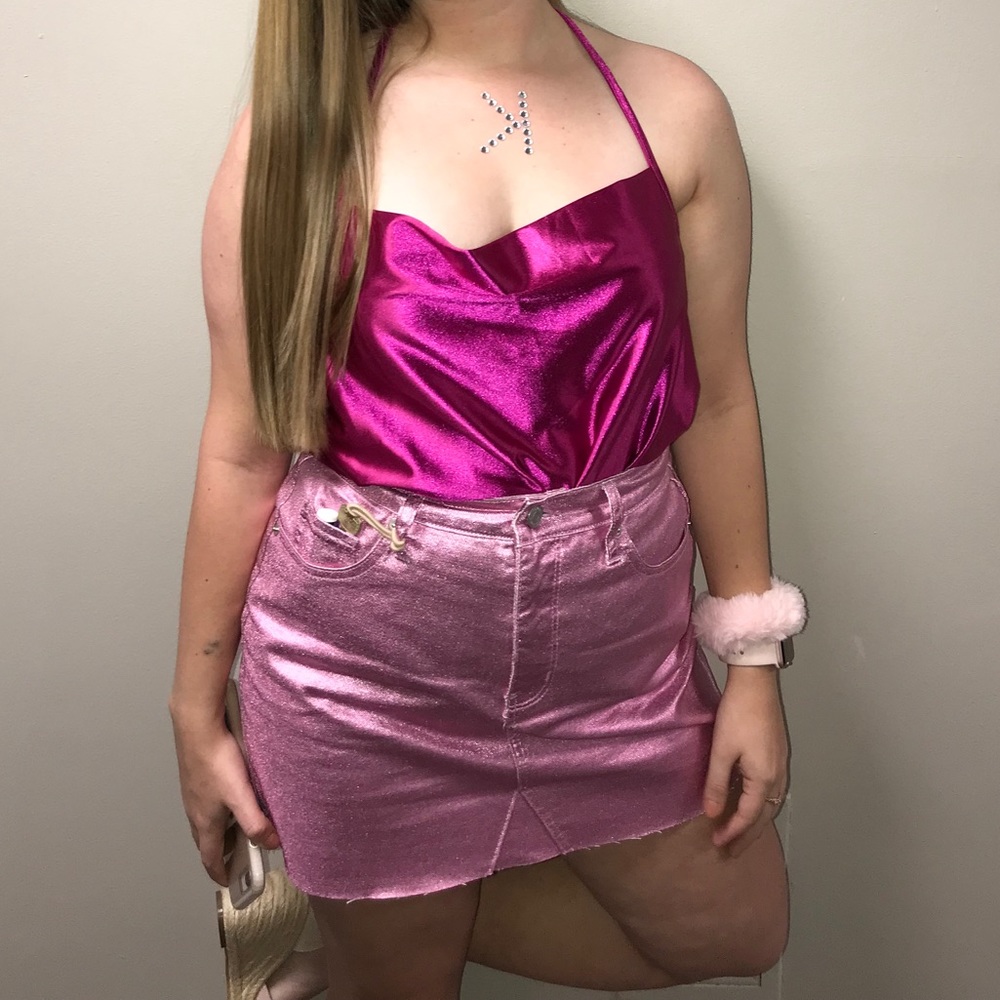 Pink mini skirt
